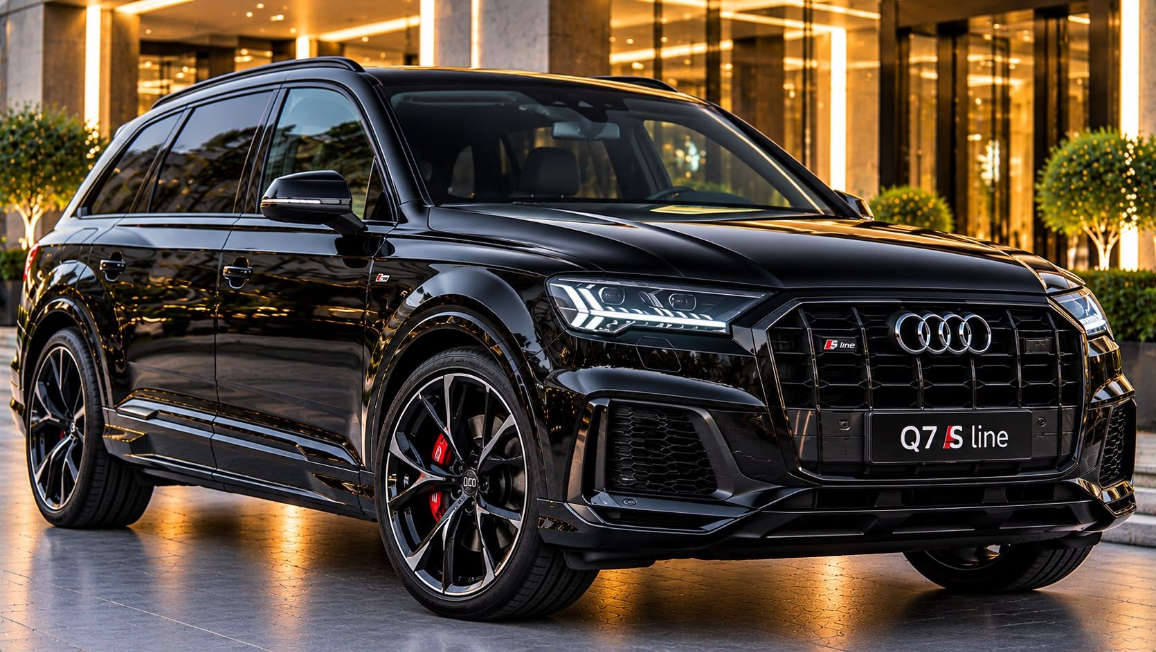 Black Audi Q7 S line luxury SUV exterior