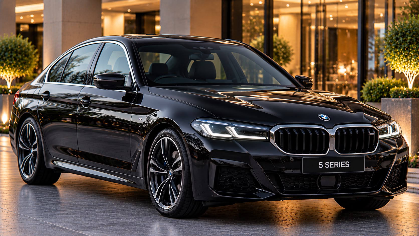 Black BMW 5 Series Business Class Sedan exterior