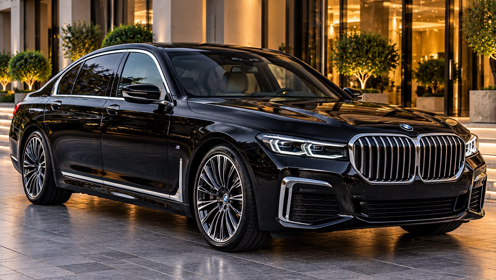Black 2021 BMW 7 Series luxury chauffeur sedan