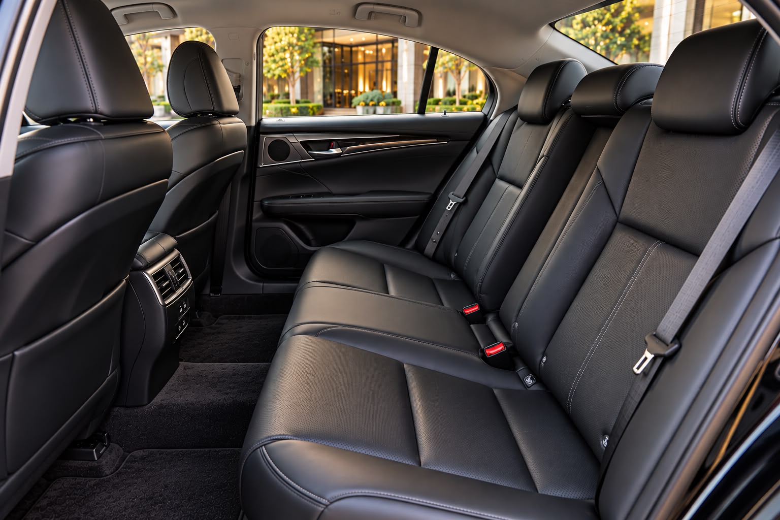 Lexus ES black leather rear passenger interior