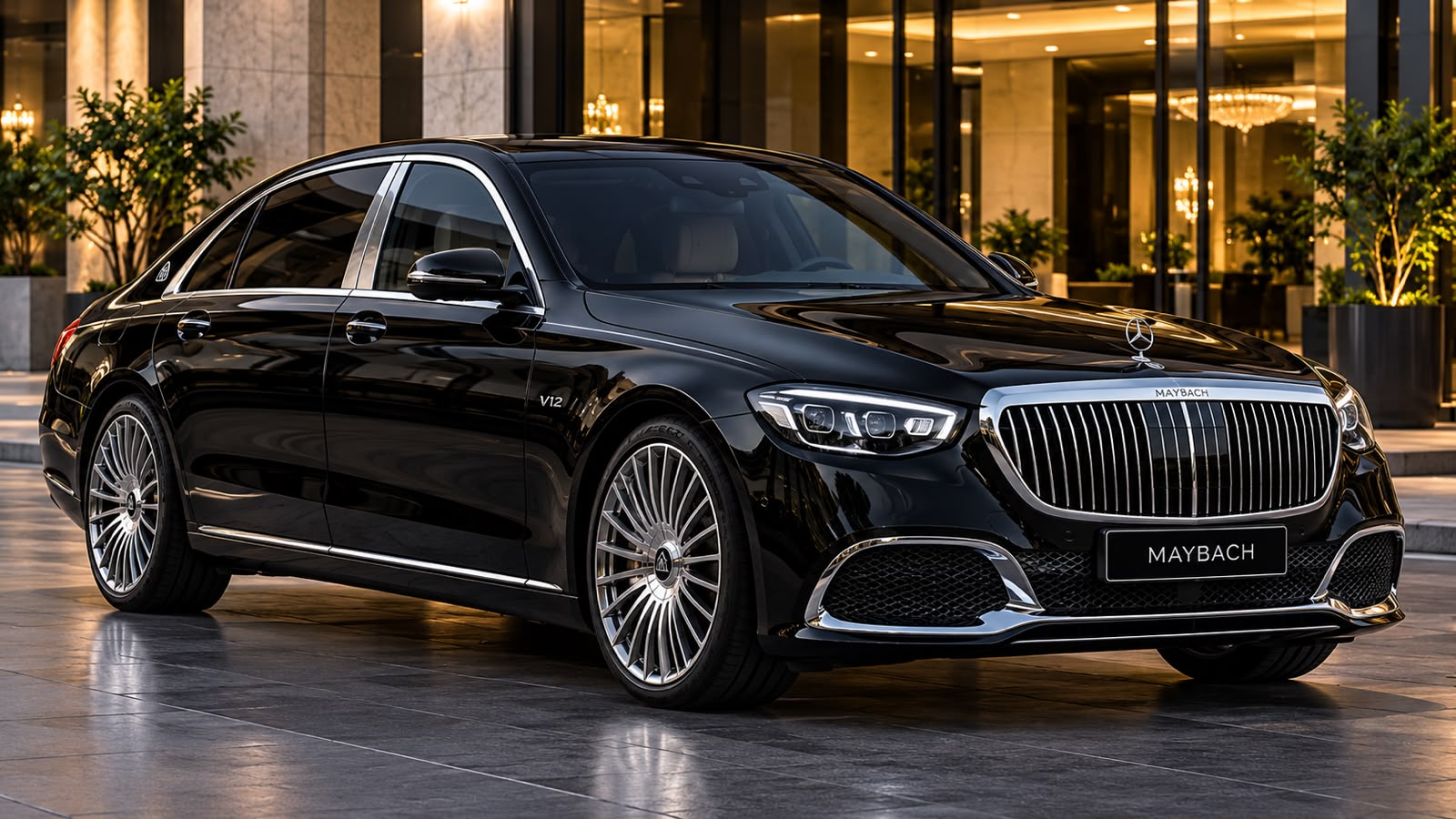 Black Mercedes-Maybach S-Class luxury chauffeur vehicle