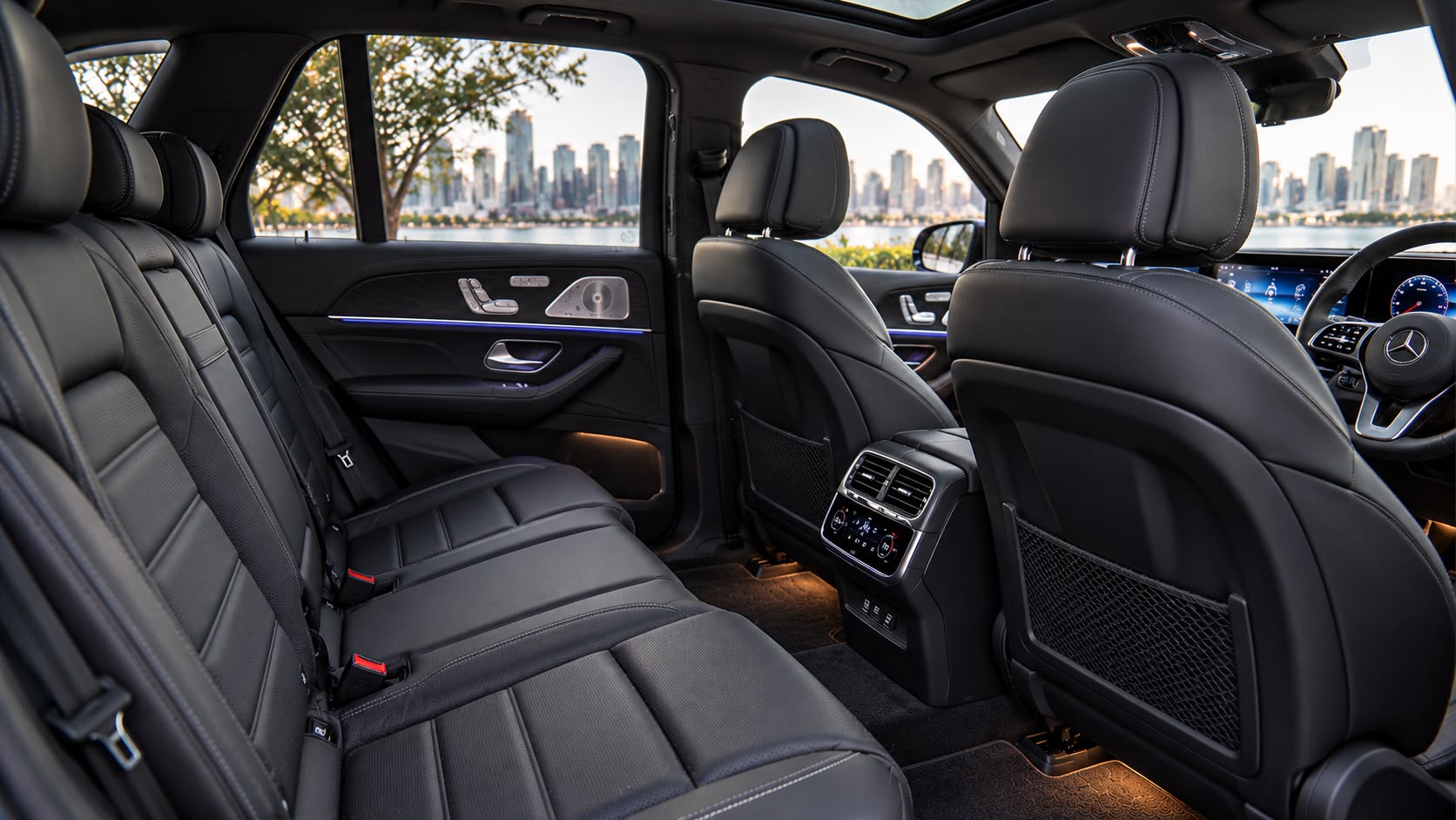 Mercedes-Benz GLE premium black leather passenger interior