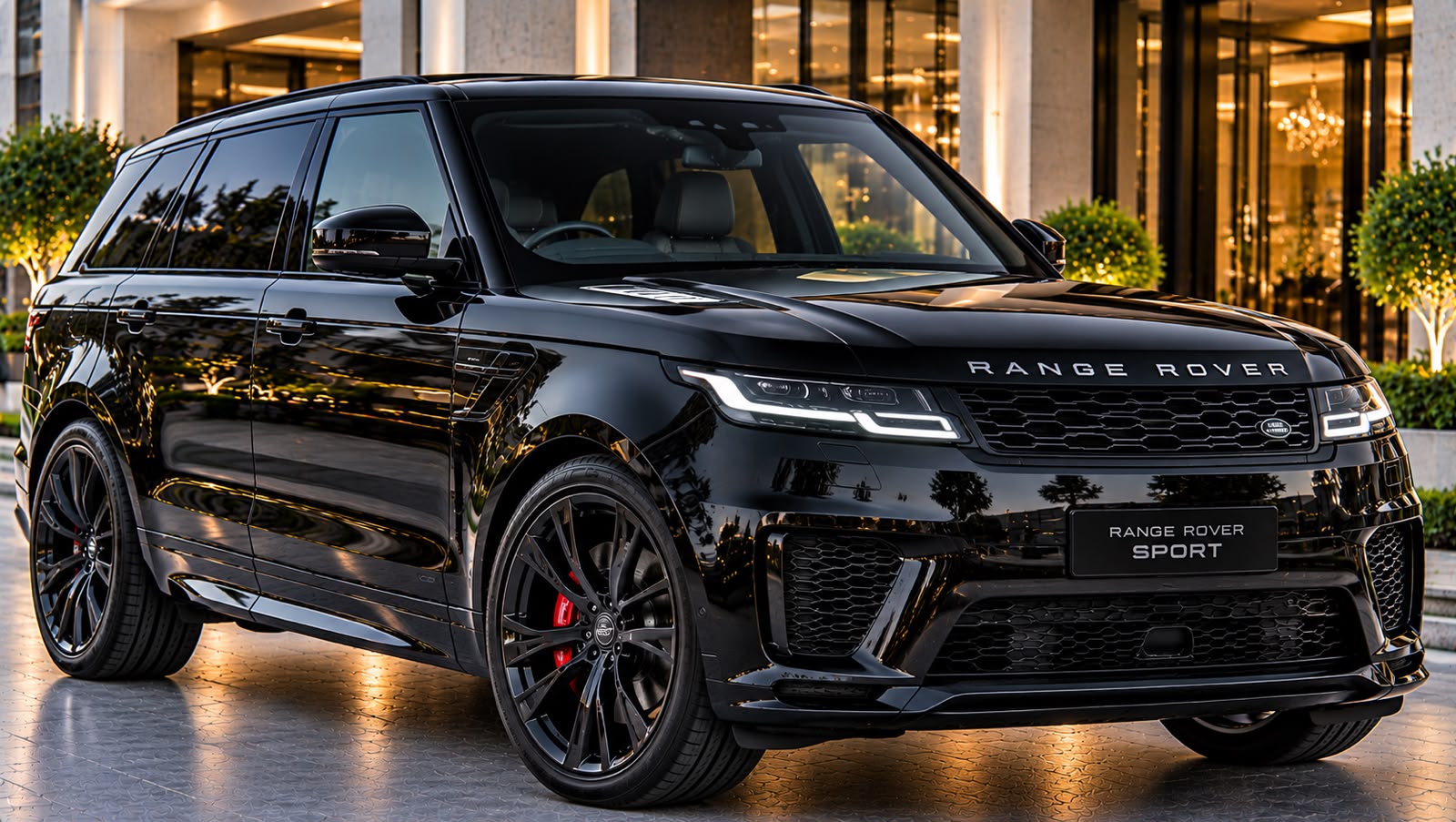 Black latest generation Range Rover Sport First Class Luxury SUV exterior