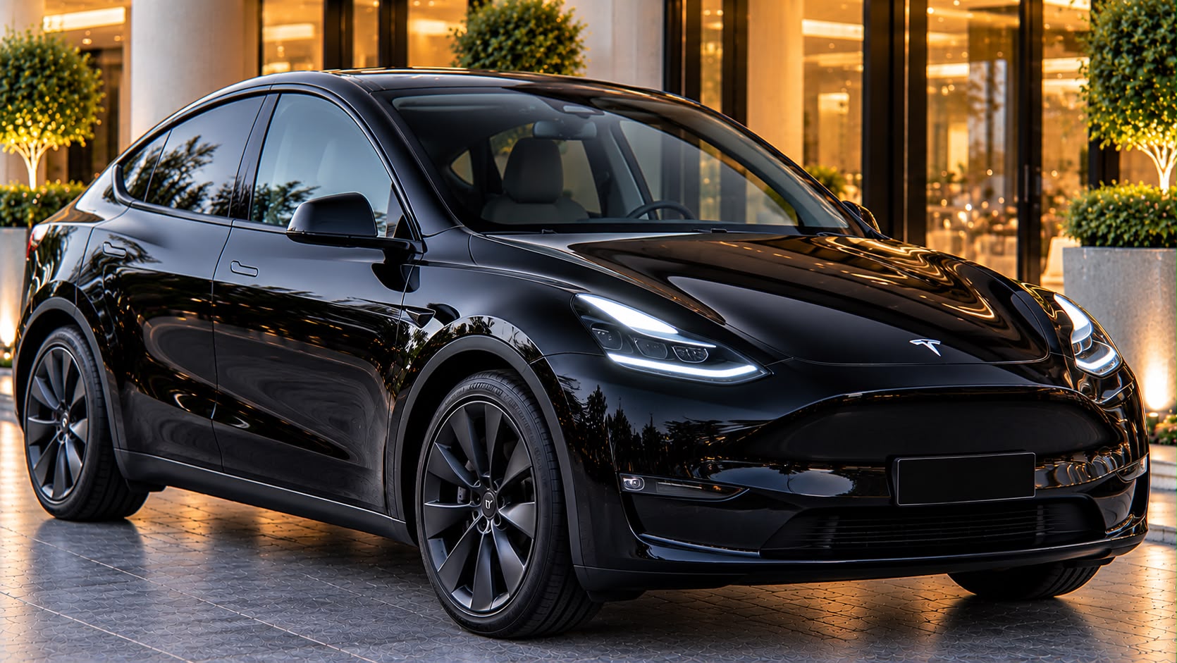 Black Tesla Model Y premium electric SUV exterior